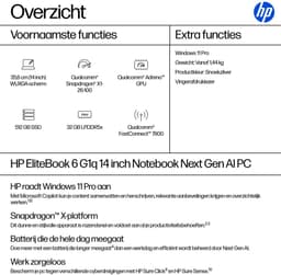 HP EliteBook 6 G1q Next Gen AI PC Copilot+ PC Snapdragon X1-26-100 Laptop 35,6 cm (14") WUXGA 32 GB LPDDR5x-SDRAM 512 GB SSD Wi-Fi 7 (802.11be) Windows 11 Pro Zilver — thumbnail 2