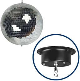 HQ-Power Set met discobal Ø 10 cm + 4W motor, roterende spiegelbol, 6l van reflecterend facetglas, 1.8-2.5 tpm, 5 kg draagvermogen, veilig ophangsysteem voor plafondmontage, dansvloer accessoire voor disco feesten, party decoratie & lichteffecten — thumbnail 1