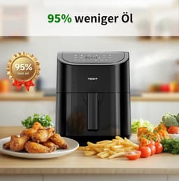 Compacte Airfryer met 10 Programma's - 4.5 Liter en 1500W Vermogen — thumbnail 2