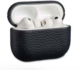 Accezz Echt Leren Case - Hoesje geschikt voor AirPods Pro 3 - Donkerblauw — thumbnail 1