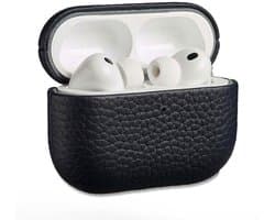 Accezz Echt Leren Case - Hoesje geschikt voor AirPods Pro 3 - Donkerblauw