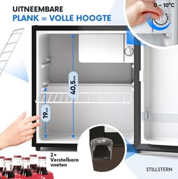 Stillstern - Mini-Koelkast - E - 45L - met Automatische Ontdooiing - Slot - Vriesvak - stil - ideaal voor keuken, kantoor, slaapkamer, hotels en kleine appartementen - Kleine koelkast - Minibar - Drankkoelkast — thumbnail 7