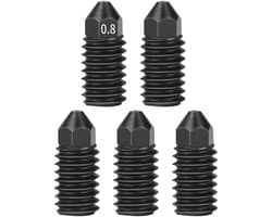 5 Stuks Gehard Stalen 0.8mm Nozzles voor A1/A1 Mini 3D Printer Extruder