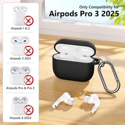 Stootvaste Siliconen Hoes met Karabijnhaak voor AirPods Pro 3 (2025) - Zichtbare LED — thumbnail 2