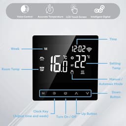 Slimme Thermostaat WIFI Programmeerbaar voor Elektrische en Water Vloerverwarming - LCD Touchscreen — thumbnail 3