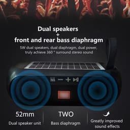 Luidspreker - Draadloze luidspreker op zonne-energie - 19×7×7 cm - Oplaadbaar via USB - Compatibel met smartphones, tablets, pc's, tv's, FM-radio's en TF-kaarten - Geschikt voor thuis, feestjes, kamperen en reizen - Blauwgroen — thumbnail 3