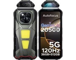 DOOGEE VMAX Play 5G - Robuuste Smartphone - Robuuste Telefoon - 36GB RAM+512GB ROM - 100 LM projector - 1200 Lumen Campinglamp - 20500mAh/45W - 6,78 inch FHD+ 120Hz - 200MP AI Camera - 20MP Nachtzicht - Android 15 - IP68 NFC - GPS - Grijs