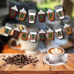 Verjaardagsbanner voor Koffie Thema Feest - Vooraf Bespannen - Verjaardagsdecoraties - Koffie Feestbenodigdheden — thumbnail 3
