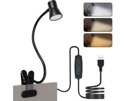 Ibenzoa® Dimbare LED Klemlamp met Zwanenhals en Variabele Kleurtemperaturen