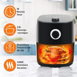 Mini Heteluchtfriteuse met Temperatuurregeling, 1400 Watt, 5-in-1 Multicooker voor Gezond Frituren en Koken — thumbnail 4