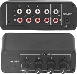 Mini Stereo Mixer met 4 Kanalen en Hoofdtelefoonuitgang - Geluidsversterker voor Microfoon en Gitaar — thumbnail 4