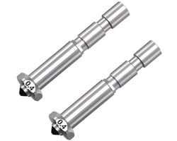 Geïntegreerd snelwisselmondstuk 0,4 mm voor 3D-printers - 2 stuks van gehard staal