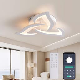 Dimbare Moderne Plafondlamp voor Woonkamer en Slaapkamer - Met Geheugensfunctie, 15 W, Φ56 cm, 3000-6000 K, Bloemblad Design — thumbnail 3