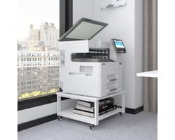 Laserprinterstandaard met 2 niveaus en papieren opbergplank - Robuuste rollende kar voor thuiskantoor