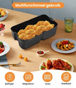 Ninja Airfryer Siliconen Accessoires 4-delig - Zwarte Bakplaten voor Ninja Foodi Flexdrawer 10.4L AF500DE/COSORI 10L - Ovenbestendig 240°C - Magnetron & Vaatwasserveilig - Herbruikbare Roosters — thumbnail 7