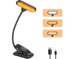 Boekclip leeslamp met 3 helderheden, USB-oplaadbaar en 360 graden verstelbaar