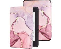Slimme Harde Hoes voor 6'' E-reader met Alarmklokfunctie - Roze Marmer