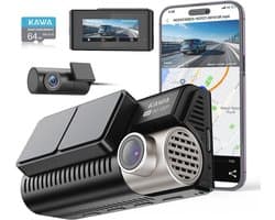 Dashcam 4K met Nachtzicht en GPS, 64GB SD Inclusief, 3,16" IPS Scherm, Continu Opnemen, Parkeerstand 24U