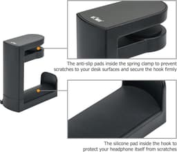 Hoofdtelefoonstandaard met 360° draaibare houder en verstelbare bureau veerklem voor gaming headset — thumbnail 4