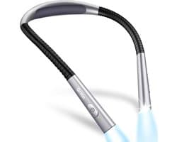 Boeklamp Oplaadbare Neklamp - 4 Kleuren, 5 Helderheidsniveaus en Buigbare Armen voor Ergonomisch Lezen