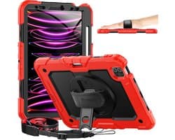 Schokbestendige iPad Pro 11 Inch Hoes met Screenprotector, 360 Roterende Standaard en Schouderriem