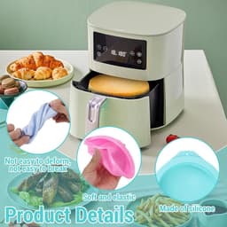 6 stuks eierpannen voor heteluchtfriteuse, bakvorm, siliconen, rond, eiervorm, voor ontbijt, sandwiches, cupcakes, roze, blauw, groen — thumbnail 5