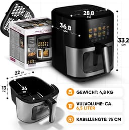 Grote Heteluchtfriteuse 6.5L RVS - 1700W met 9 Programma's voor Gezond Frituren — thumbnail 5