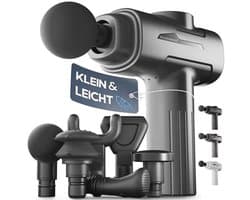 HELDENWERK Massagepistool incl. 6 massagekoppen en 3200 omw/min, spiermassagepistool met USB-C-aansluiting, spiermassageapparaat, massagegun, spiermassagepistool, spierpistool (grijs)