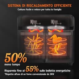 XXL Heteluchtfriteuse - 22L met 2 Kamers en Led-Touchscreen — thumbnail 4