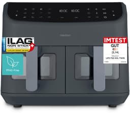 MEDION P20 XXL Heißluftfritteuse mit 2 Kammern (8,7 Liter, Airfryer, 2.600 Watt, Doppelkammer, 10 Automatikprogramme, 2 Schubladen, Sichtfenster, Dualer Airfryer, ILAG PFAS-frei, MD11760) matt grau — thumbnail 11