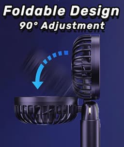 Draagbare Handventilator met LED-Display - 3-in-1 Persoonlijke Ventilator met 90° Opvouwbaar Ontwerp en 5 Snelheden — thumbnail 3