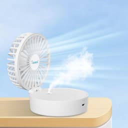 Draagbare Mini Ventilator Met Koele Verneveling - USB Oplaadbaar, 5 Snelheden, Vouwbaar en Geschikt voor Kantoor en Reizen — thumbnail 4