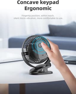 Draagbare USB Ventilator - 6 Inch, Oplaadbaar met 2400mAh Batterij, 3 Snelheden, Verstelbare Hoek, Compact en Lichtgewicht voor Thuis, Kantoor, Camping — thumbnail 3
