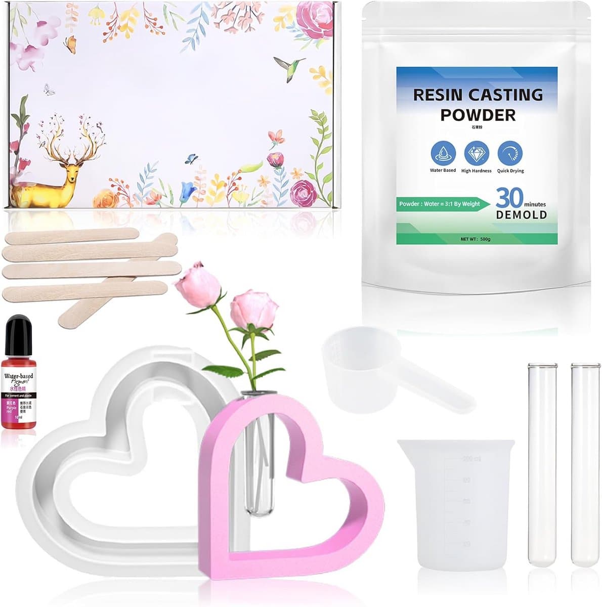 Gesso Gips Knutselset voor Beginners - Hartvormige Siliconen Vorm voor Bloempot — afbeelding 1