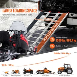 Oprijplaat/Oprijramp - Drievoudig Opvouwbaar - Draagvermogen 680 kg - Extra Breed 2160 x 1375 mm - Voor Motorfiets, ATV/UTV, Tuintractor, Grasmaaier — thumbnail 3