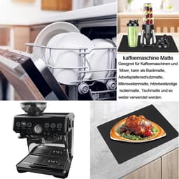 1 stuk - koffiemachinemat - placemat voor huisdieren - airfryer isolatiemat - siliconen isolatiemat - antislip droogmat - antislip - waterdicht en geïsoleerd - zwart - 48x30cm - geschikt voor airfryer, koffiemachine, sapcentrifuge — thumbnail 2
