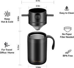 Draagbare Camping Koffiemachine 16oz - Inschenken Set / Koffiekit - Camping Koffiemachine / Reizen Koffie Set / Kamperen Koffiekit - Ideaal voor Outdoor & Vakantie Gebruik — thumbnail 4