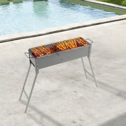 BBQ-grills - Voor camping en outdoor - Draagbare, opvouwbare houtskoolbarbecue - Grijs - 80*18*13cm — thumbnail 4