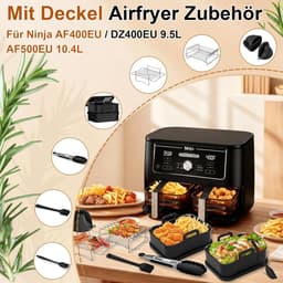 Accessoires Gescht voor Ninja Foodi Max Dual Zone AF400EU 9,5L/Foodi Flexdrawer AF500EU 10,4L, Siliconen Ovenschalen met Deksel Herbruikbare Siliconenvorm Accessoires voor Andere Dual Zone Airfryer — thumbnail 2