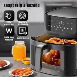 Quvo® Airfryer XXL - Mini-oven - Heteluchtfriteuse - 9L - 8 Programma's - Zwart - 30cm x 36cm x 30cm — thumbnail 9
