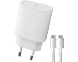 Nuvance USB C Adapter - 30W Snellader - Incl 2M Kabel - USB C - Oplader - USB C naar USB C - Oplaadkabel - Wit