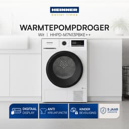 Heinner HHPD-M7N13PBKE++ Warmtepompdroger 7 kg – 16 Programma’s – Anti-Kreuk & Vochtigheidssensor – LED Display – Wit – 5 Jaar Garantie — thumbnail 4