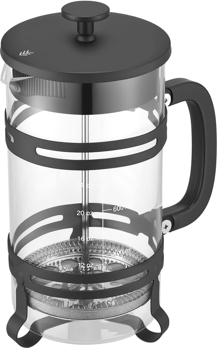 1 liter French Press-koffiezetapparaat, borosilicaatglas met roestvrijstalen filter, ideaal voor het zetten van koffie en thee thuis, op de camping of op reis, zilverkleurig — afbeelding 1