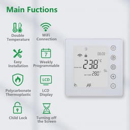 Slimme WiFi Thermostaat met Touchscreen - 7 Dagen Programmeerbaar - Geschikt voor Waterverwarming — thumbnail 4