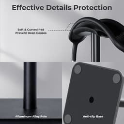Headset Stand - Premium Koptelefoon Houder - Headset Hanger - Koptelefoon houder - Hoofdtelefoon houder - Headphone Stand - Zwart - voor alle hoofdtelefoonmaten - standaard voor hoofdtelefoon - voor gaming headsets — thumbnail 2