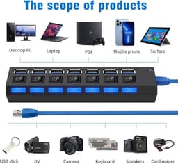 7-Poorts USB 3.0 Hub met 1 TB Externe Opslag — thumbnail 5