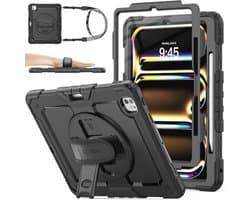 Schokbestendige iPad Pro 13 Inch Hoes met 360 Draaibare Handriem en Schermbeschermer