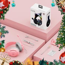 Namajunas - Gaming headsets met Microfoon - Kattenoor Headphones - Koptelefoon - Hoofdtelefoon met kabel - Noise Cancelling Microfoon - Surround Sound - RGB Verlichting - PC, Laptop, PS4, PS5, Xbox, Switch - Roze — thumbnail 3