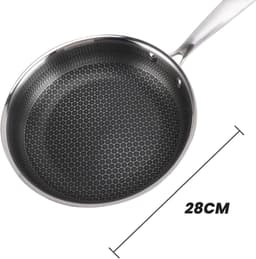 Cheffinger, Koekenpan 28 cm met honingraatcoating en lange handgreep, Zilver — thumbnail 3