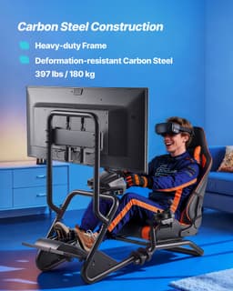 Verstelbare Racestuurstandaard met Monitorbevestiging, Stevige Simulatorcockpit Voor Stuurwielen en Pedalen, Compatibel met Logitech G25, G27, G29, G920, G923, Thrustmaster T300rs, TX F458, T500rs, T3pa-Pro (F1/GT) en Csr-Modellen — thumbnail 2